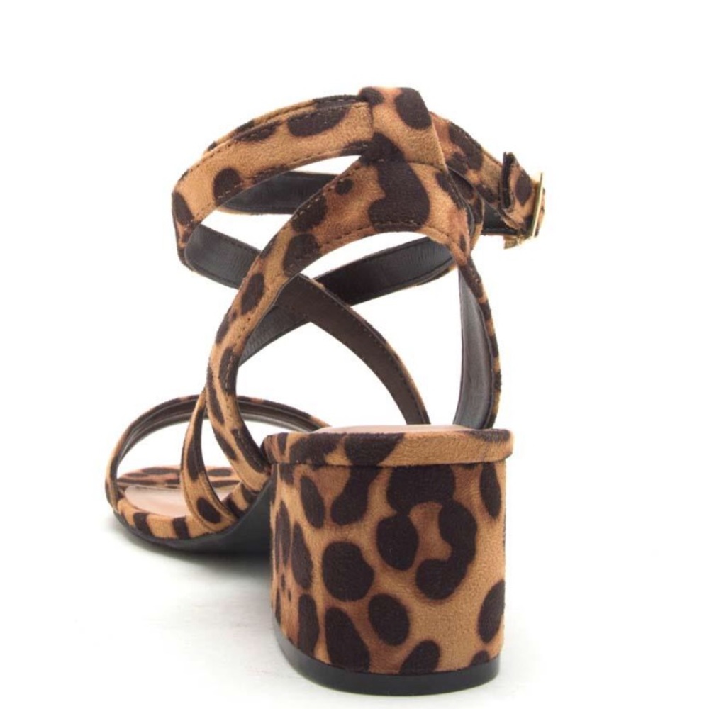 1 Left Qupid Leopard Block Heel Ankle Strap Sandal - Picture 4 of 7